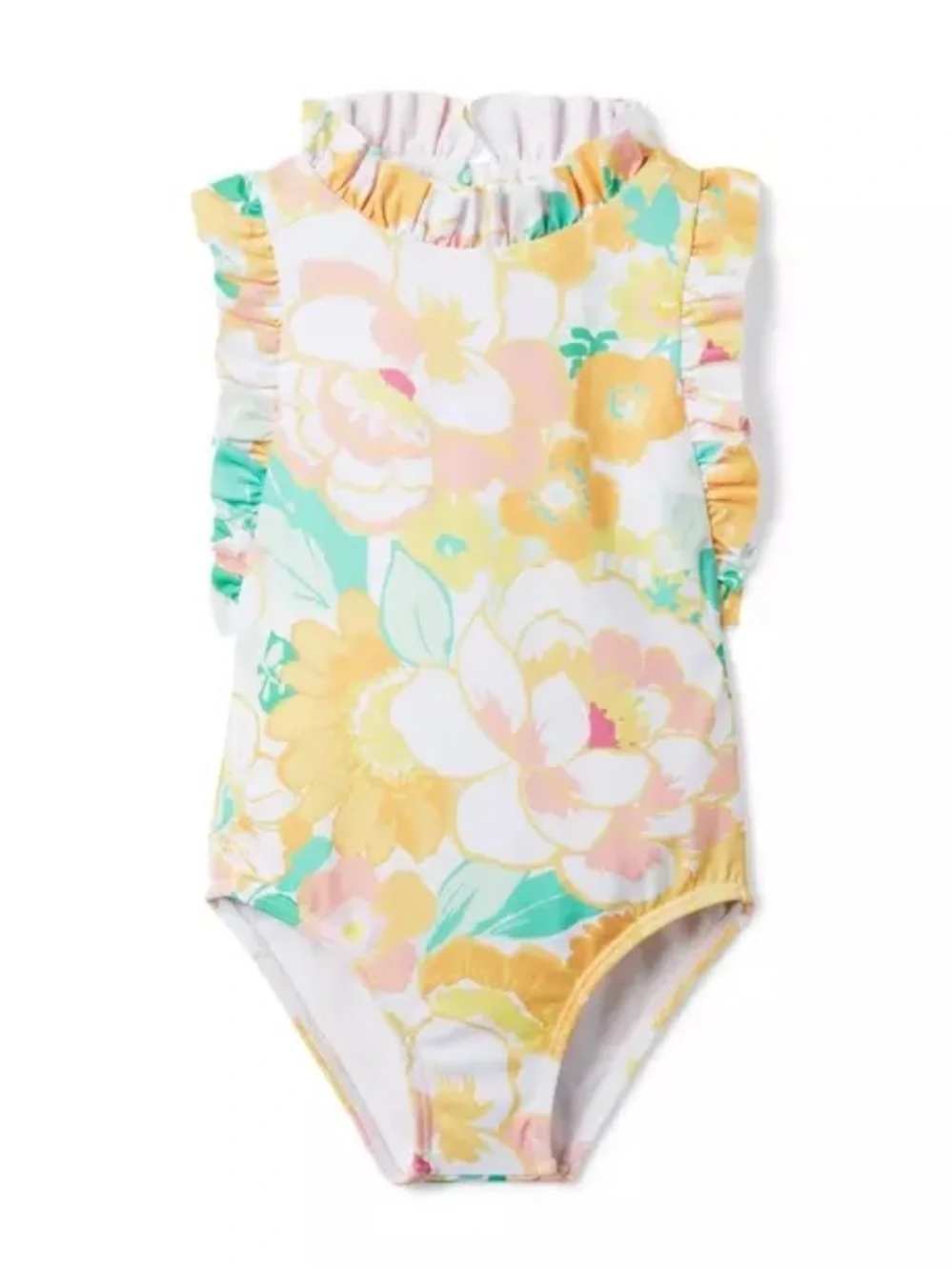 Janie & Jack Floral Ruffle One-Piece Swimsuit - girls size 2T